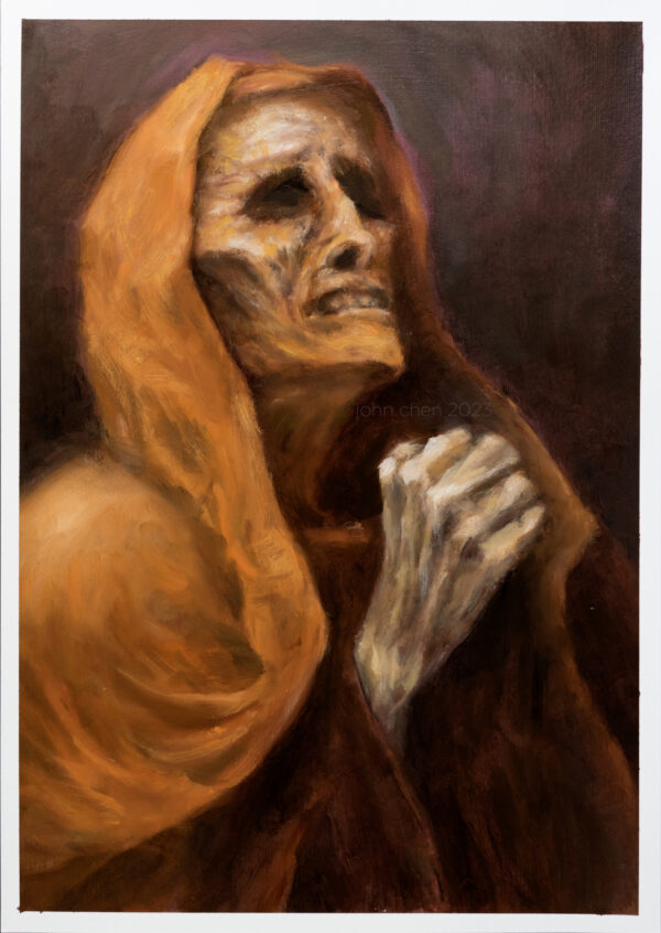 confessor oil painting by john chen
