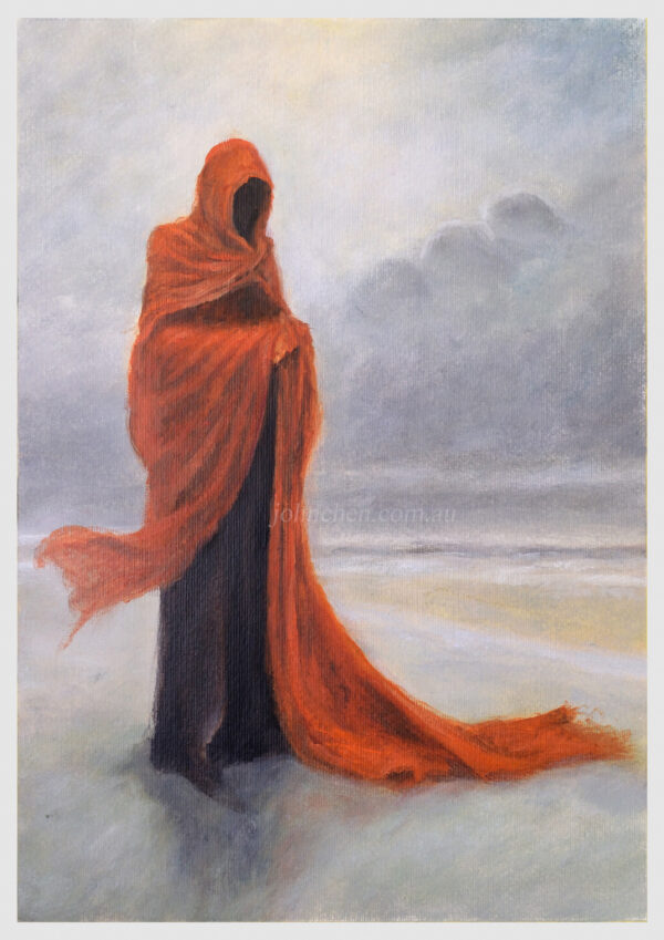 The Red Cloak, oil painting by John Chen